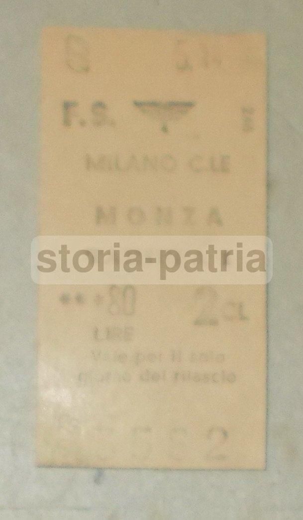 Biglietto Ferroviario Milano Monza, Seconda Classe, Ferrovie Dello Stato