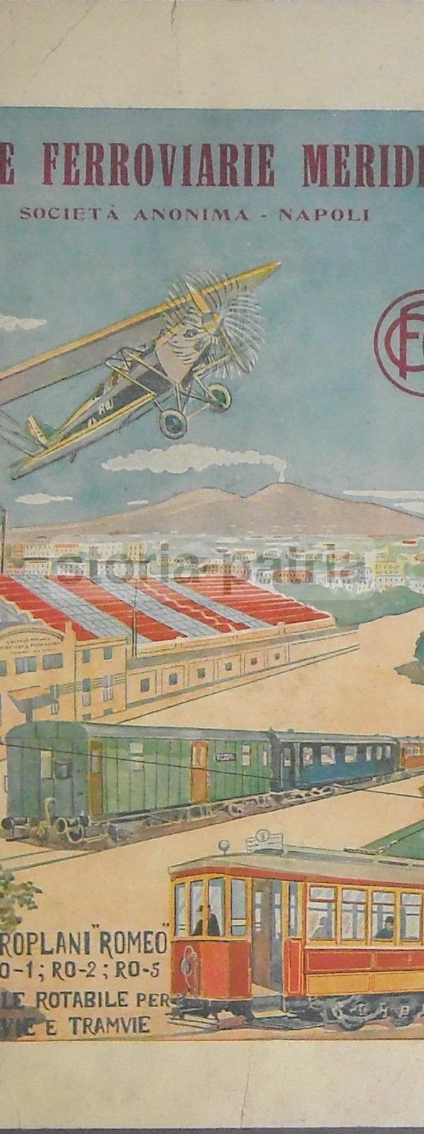 Pubblicità Officine Ferroviarie Meridionali Napoli Aeroplani Romeo
