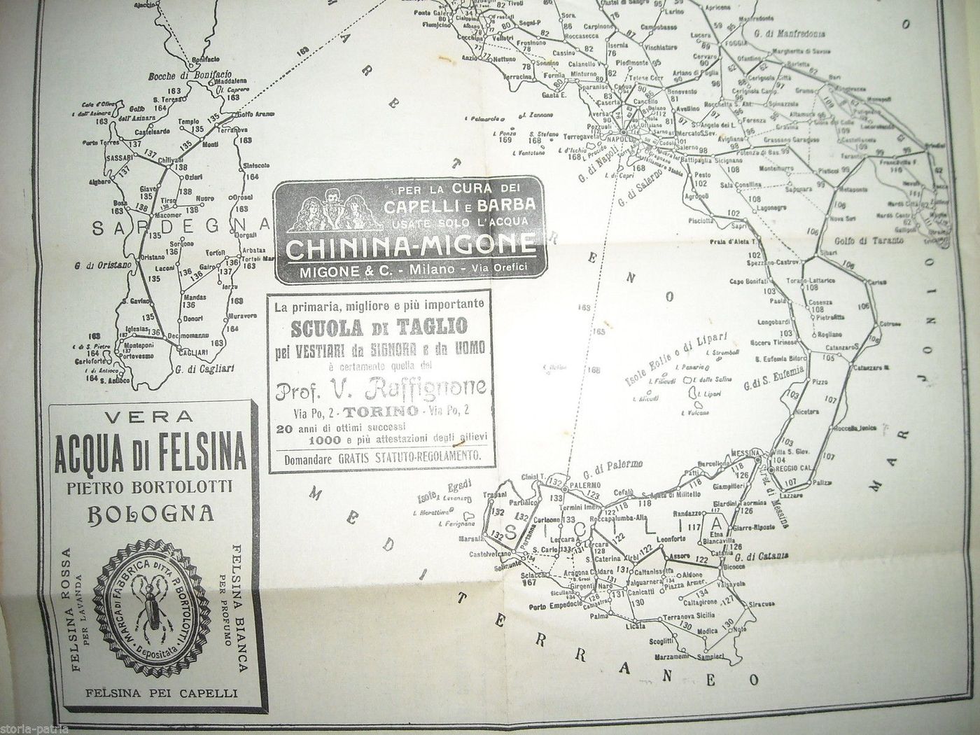Mappa Delle Strade Ferrate Dell'Italia Centrale, Meridionale E Isole