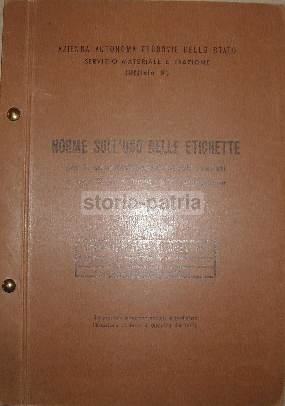 Manuale Ferrovie Dello Stato 1967   Etichette Segnalazione Vagoni
