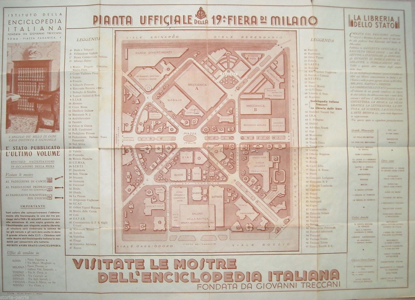 Mappa Topografica 19ª Fiera Di Milano 1938 Treccani Radiomarelli