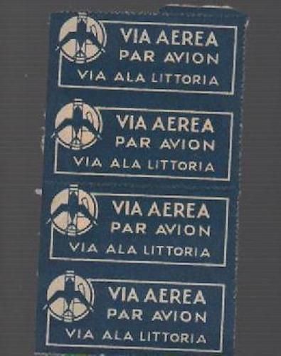 Etichette Posta Aerea Ala Vittoria Anni '30 Collezione Filatelica