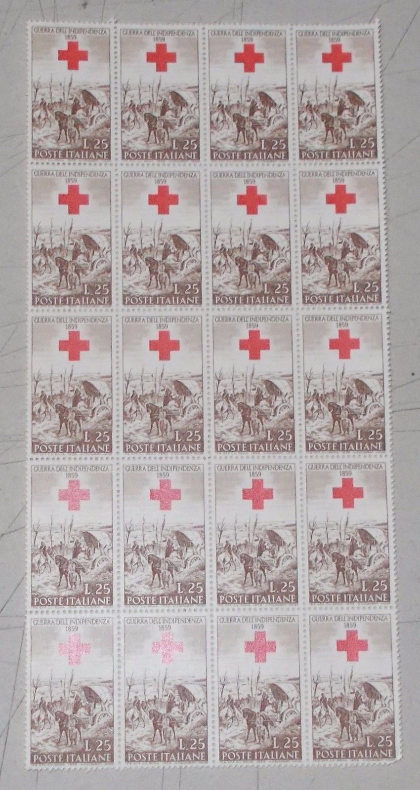 Francobolli Centenario Guerra d'Indipendenza 1859 Croce Rossa 1959