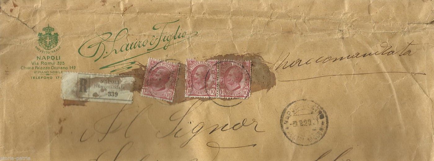 Busta Postale Pubblicitaria Lauro Napoli 1920 Con Stemma Savoia