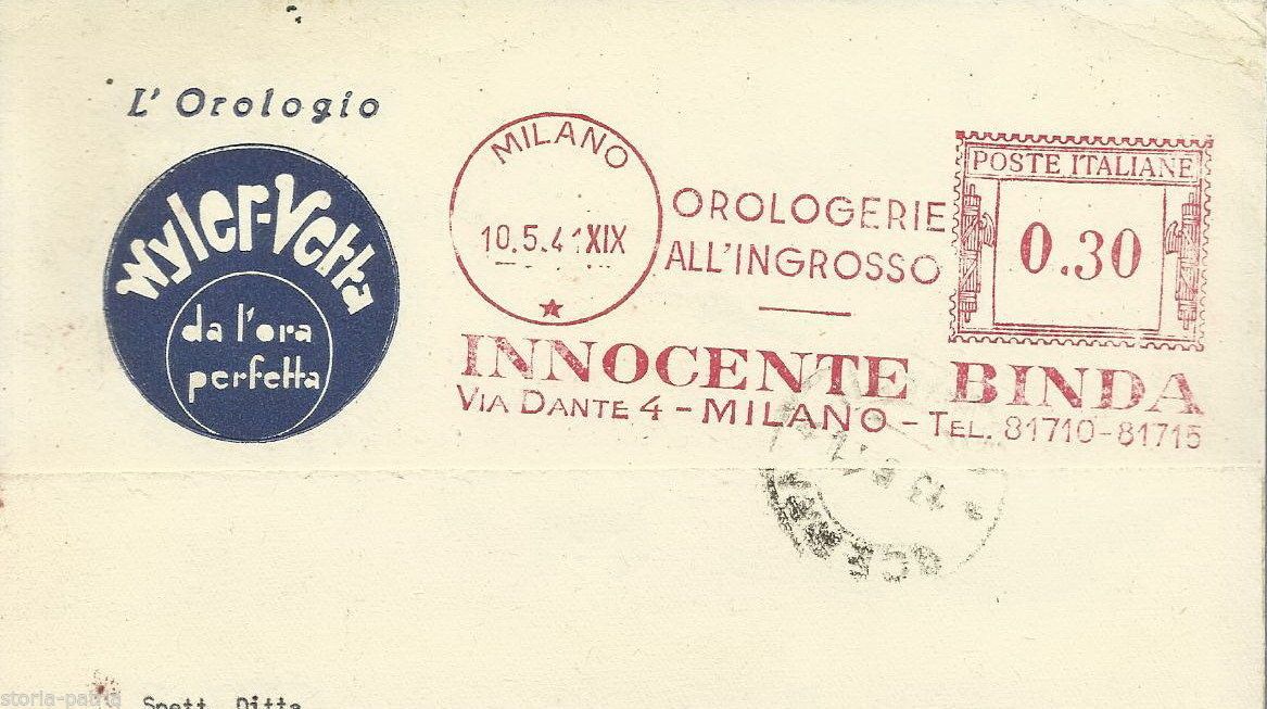 Biglietto Postale Pubblicitario Wyler Vetta Binda Milano 1941