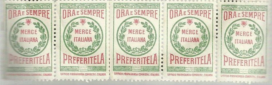 Bollini Propaganda Merce Italiana Anni '900 (set Di 5 Esemplari)