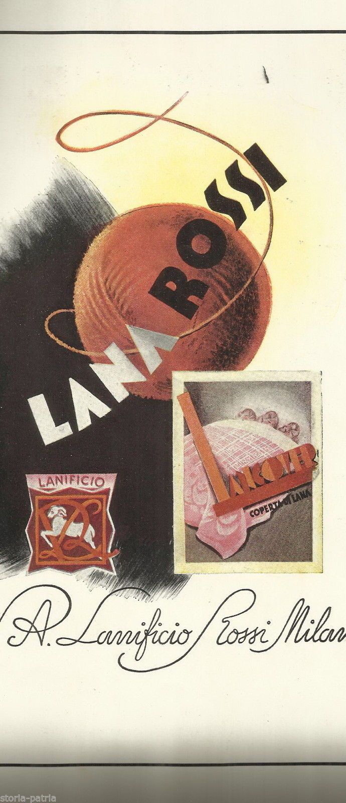 Pubblicità Lanificio Rossi Milano Coperte Lana Anni '40