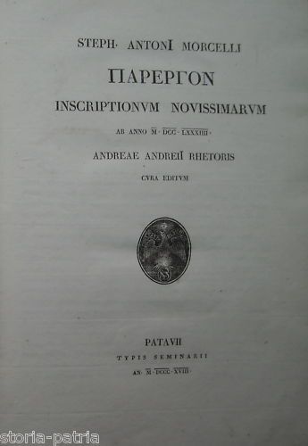 Stefano Antonio Morcelli: Parergon Inscriptionum (1818)