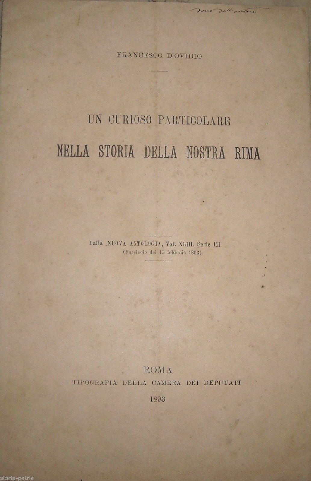 d'Ovidio Storia Della Rima Muzio Veniero Del Falco 1893 Roma