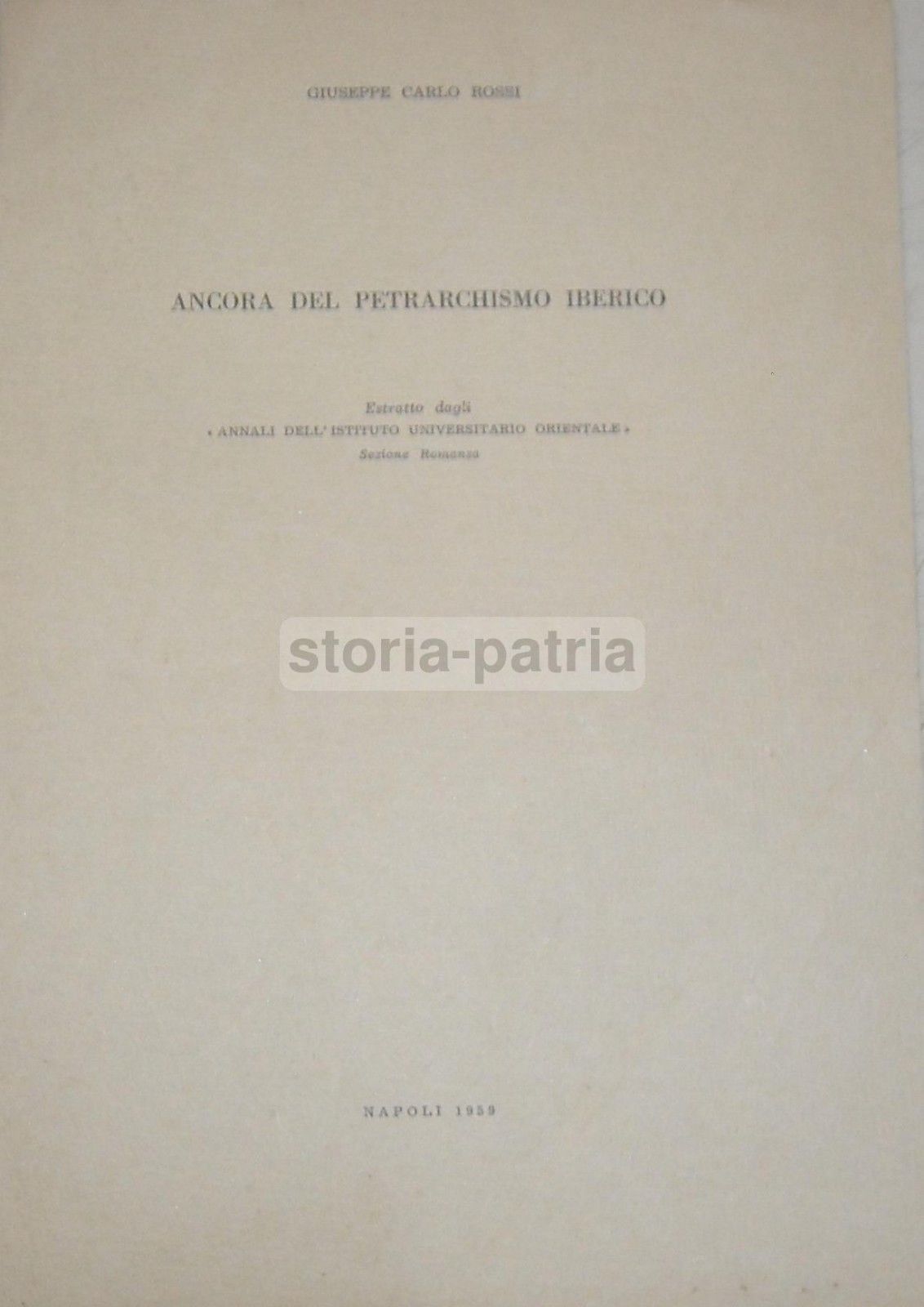Rossi: Ancora Del Petrarchismo Iberico, Napoli 1959
