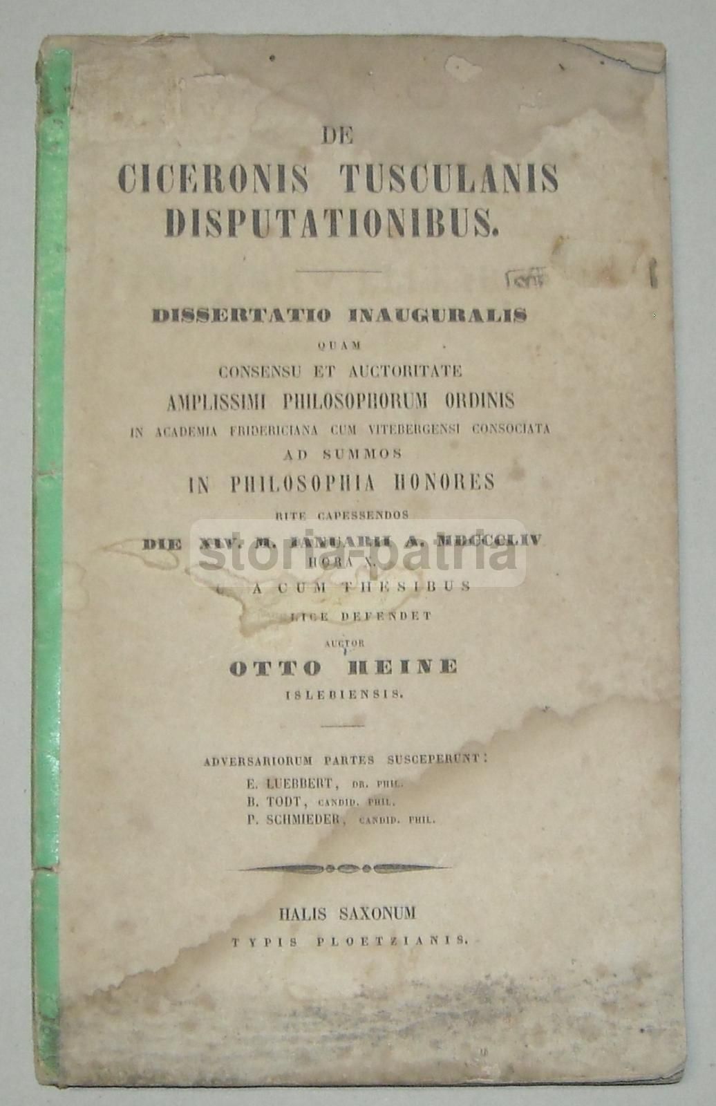 De Ciceronis Tusculanis Disputationibus   Otto Heine (1854)