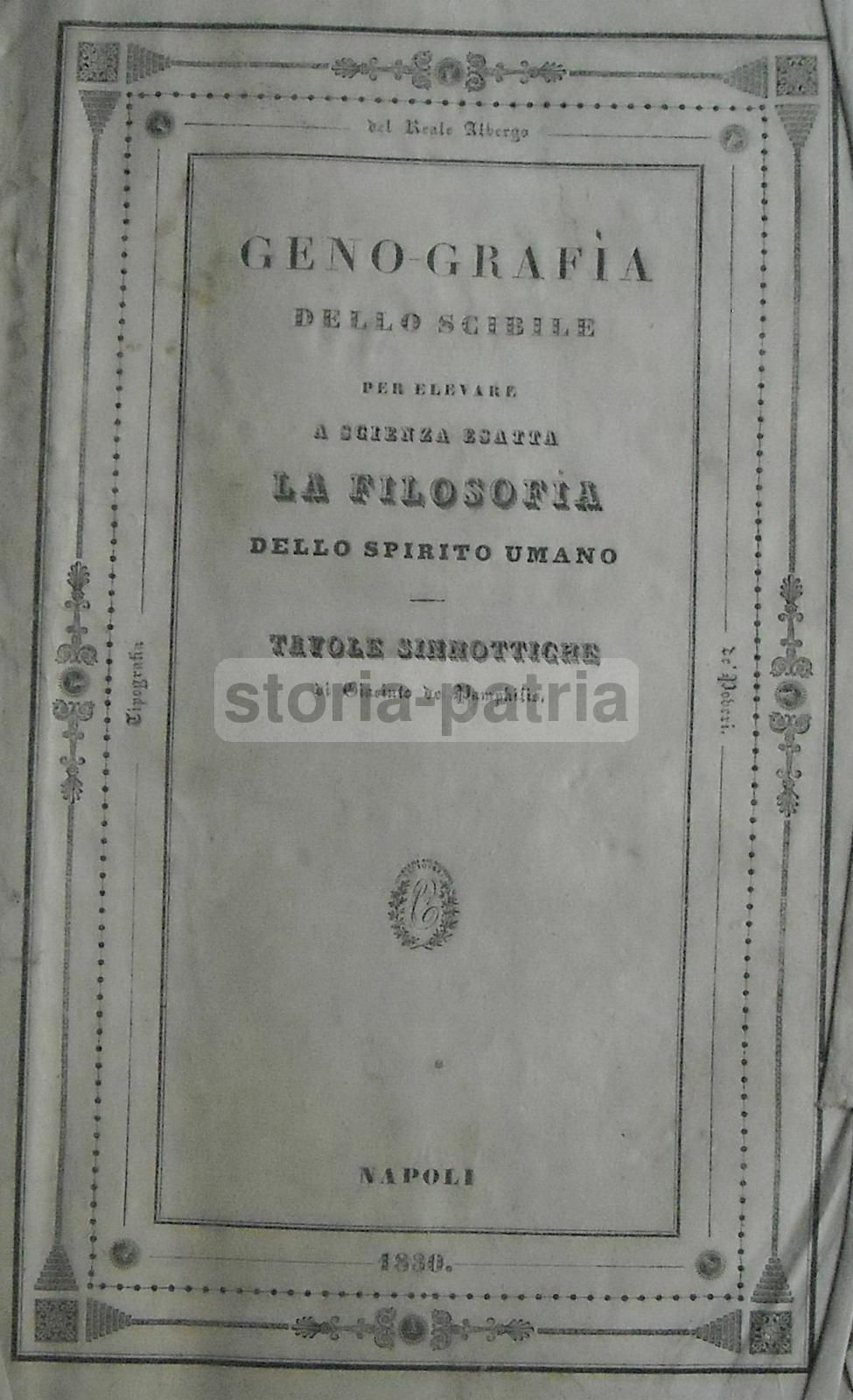 Geno Grafia Dello Scibile, De Pamphilis 1829 Napoli Rara Prima