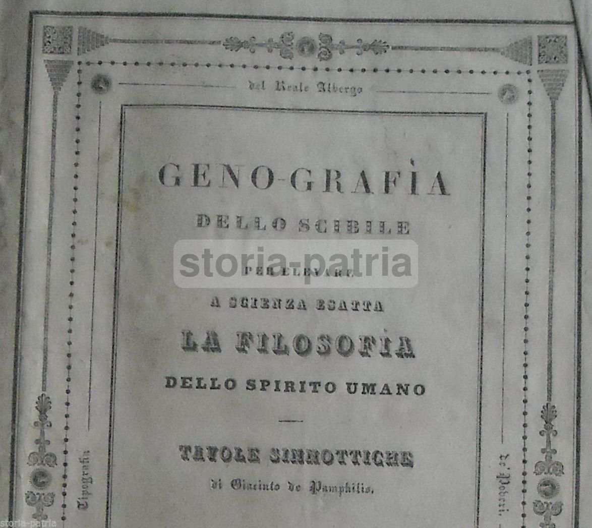 Geno Grafia Dello Scibile, De Pamphilis 1829 Napoli Rara Prima