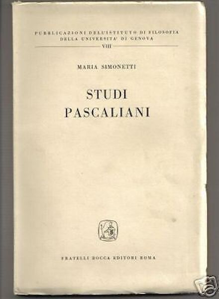 Studi Pascaliani. Maria Simonetti, Roma, Bocca