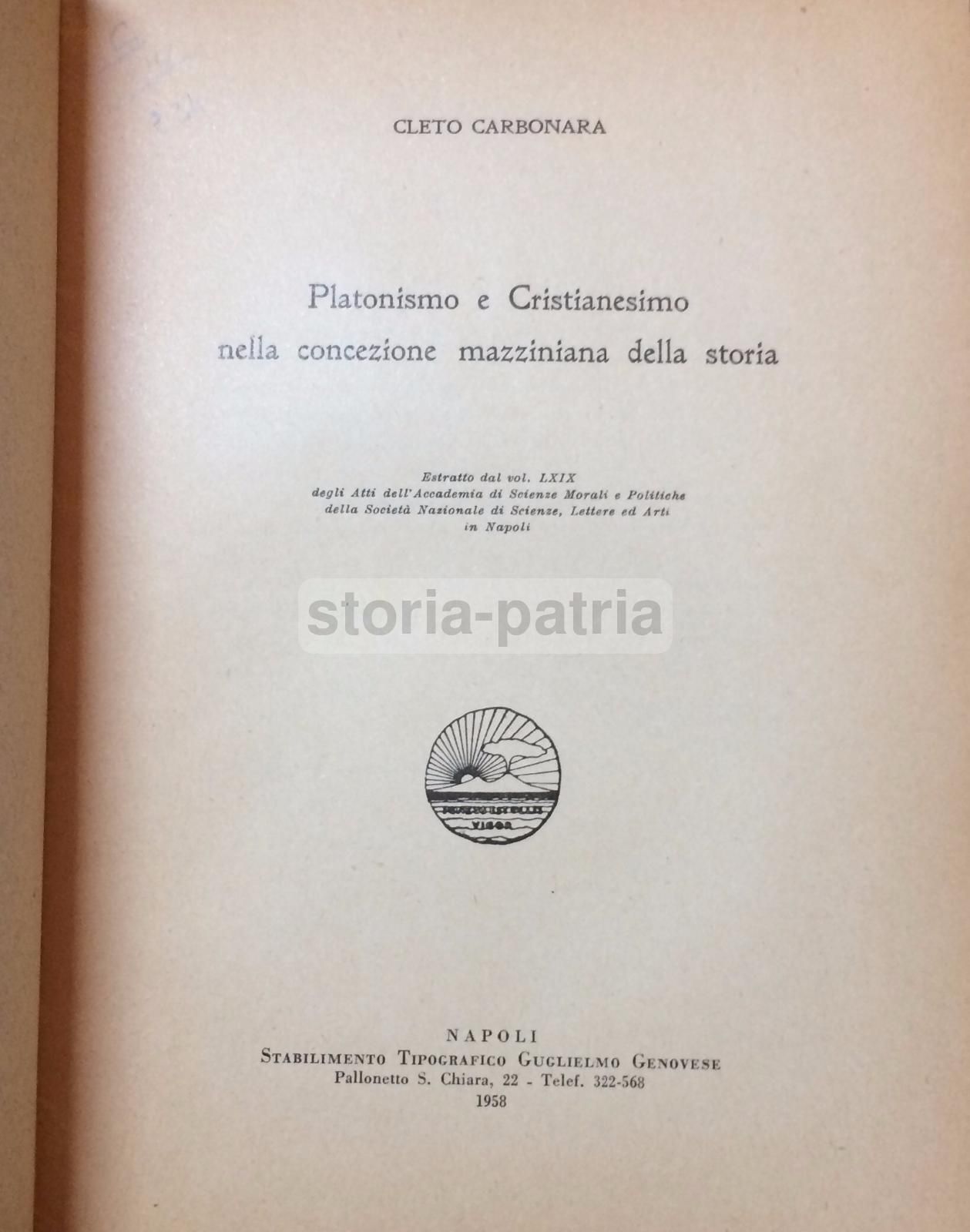 Platonismo E Cristianesimo In Mazzini Di Cleto Carbonara, 1958