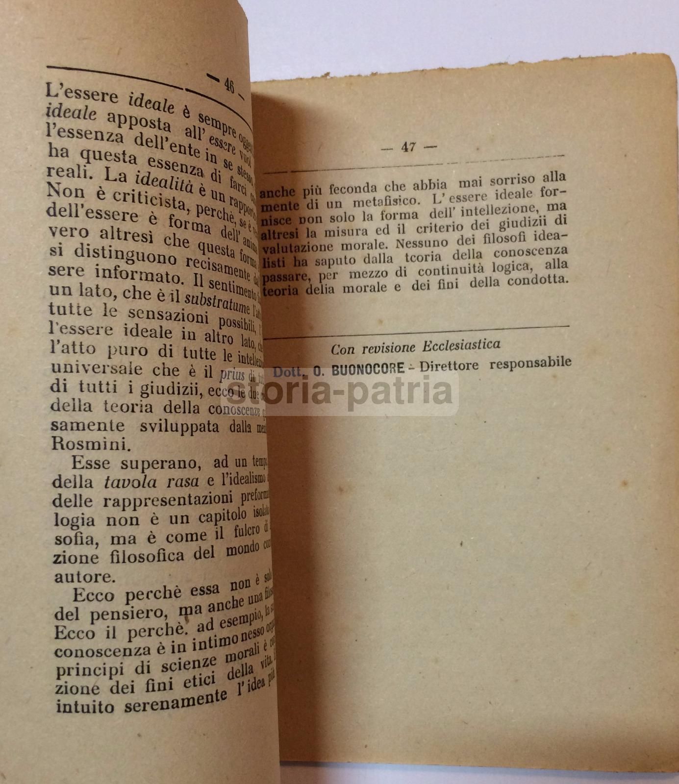 Rosmini. Il Problema Fondamentale. Della Rocca, 1922. Rara Edizione.