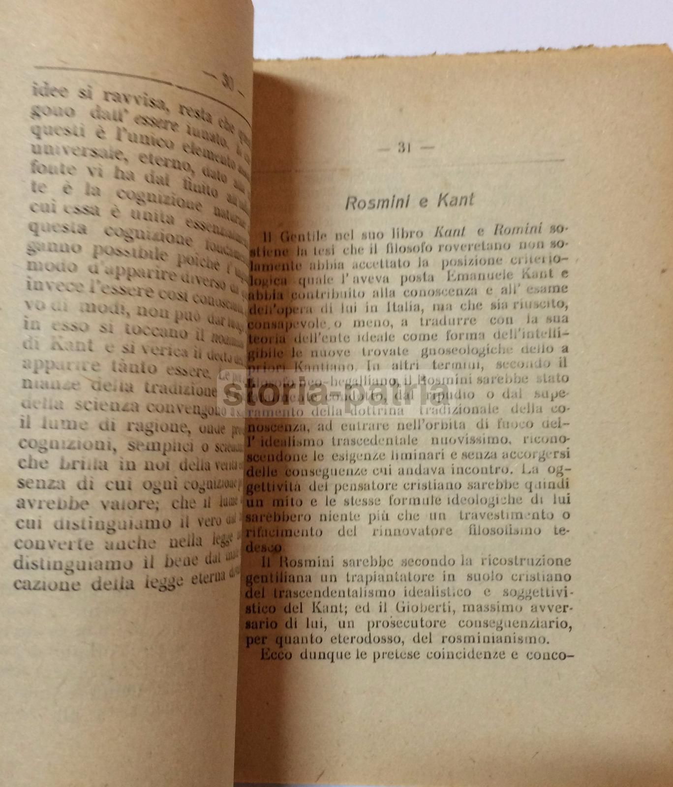 Rosmini. Il Problema Fondamentale. Della Rocca, 1922. Rara Edizione.