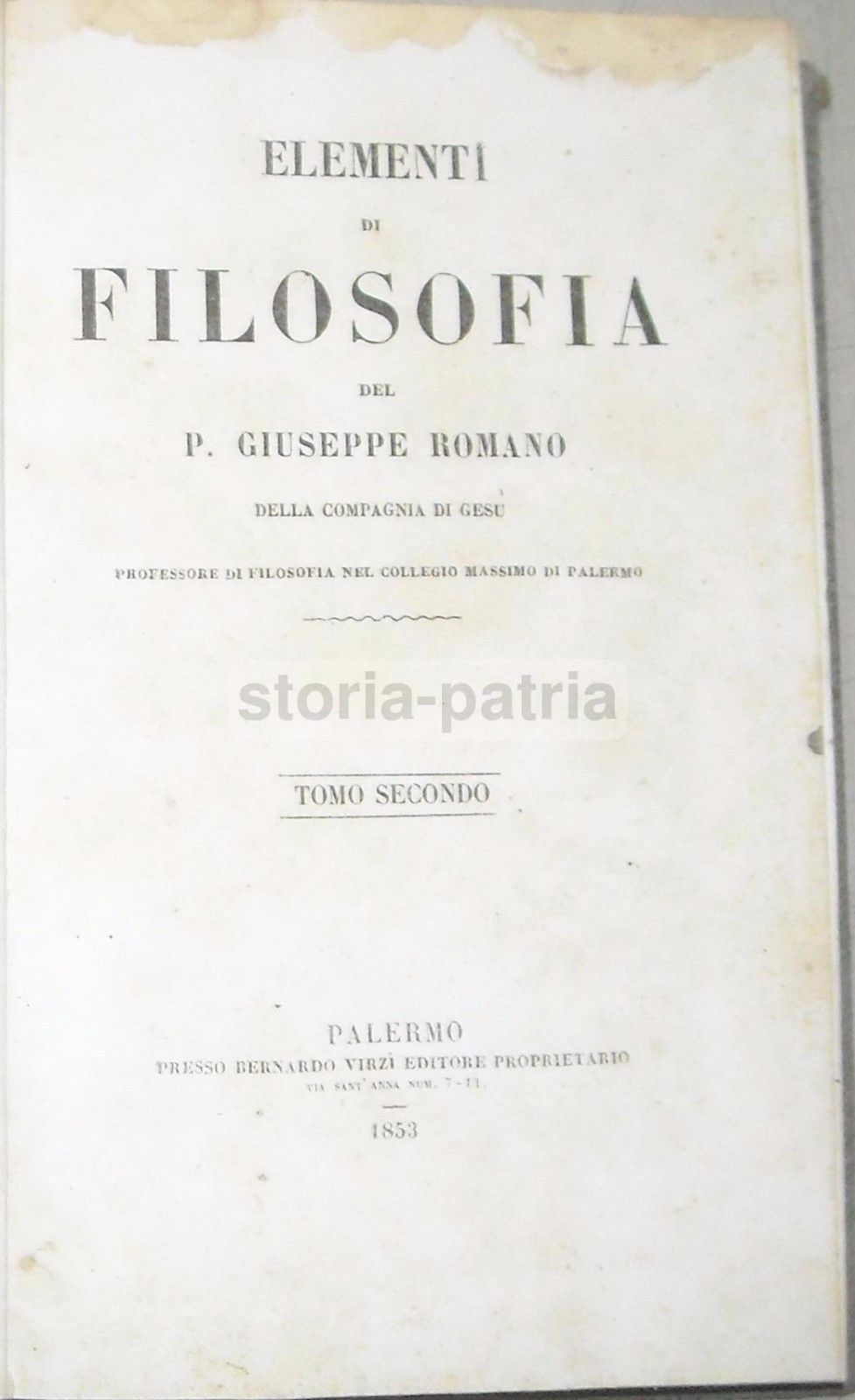 Elementi Di Filosofia   Giuseppe Romano   Palermo, Virzì, 1853