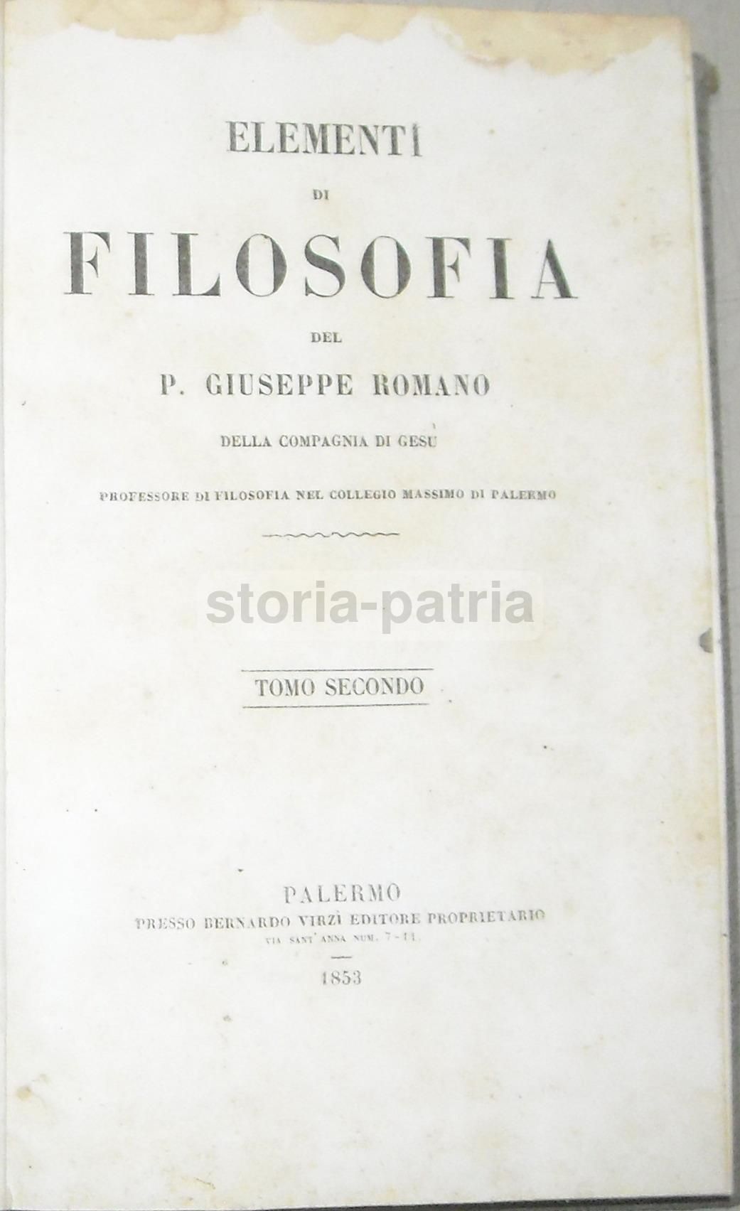 Elementi Di Filosofia   Giuseppe Romano   Palermo, Virzì, 1853
