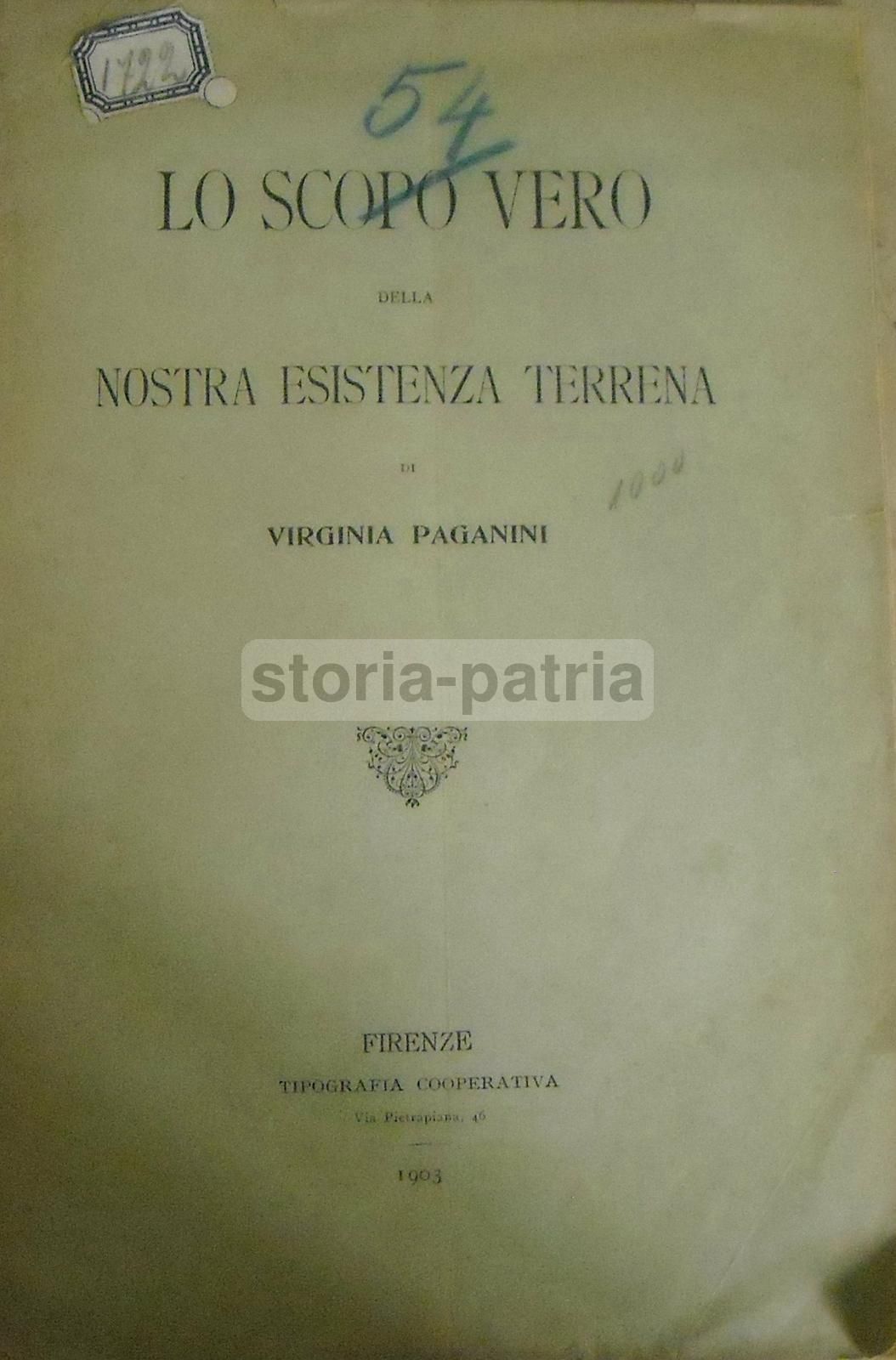 Lo Scopo Vero Della Nostra Esistenza Terrena   Paganini 1903