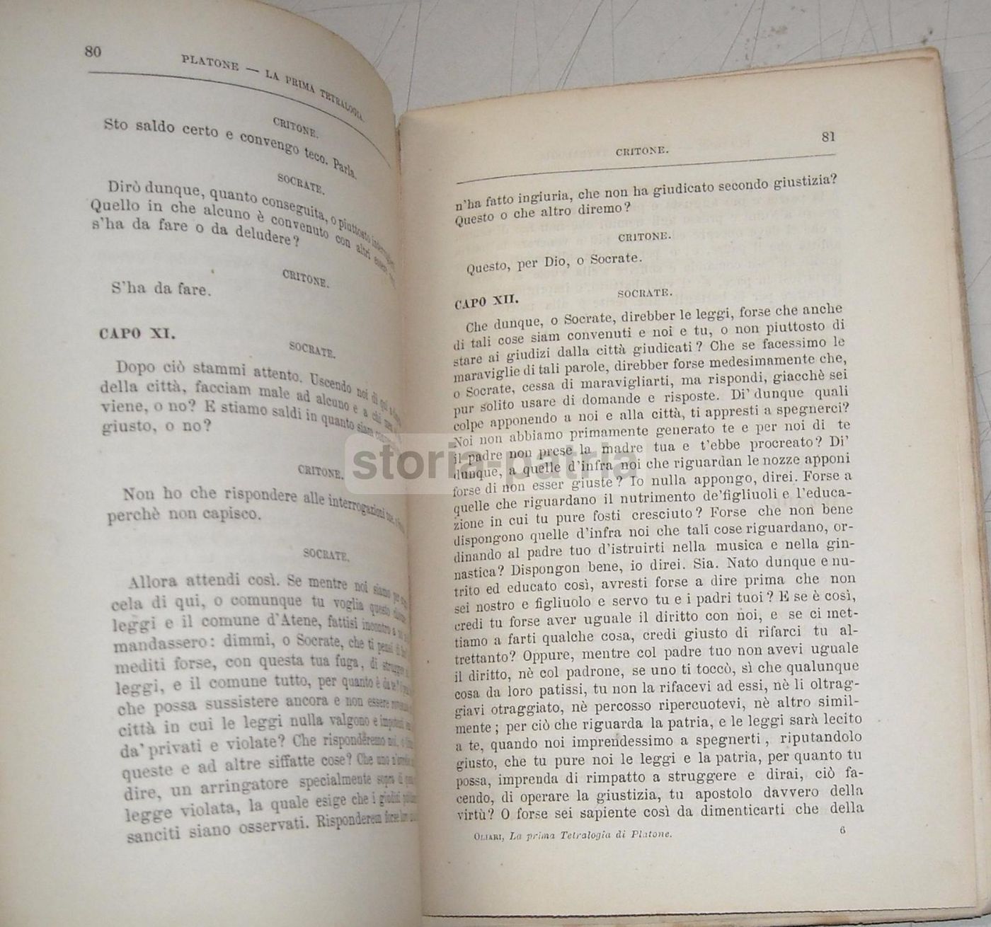 Prima Tetralogia Platonica Oliari 1877 Socrate Critone Fedone
