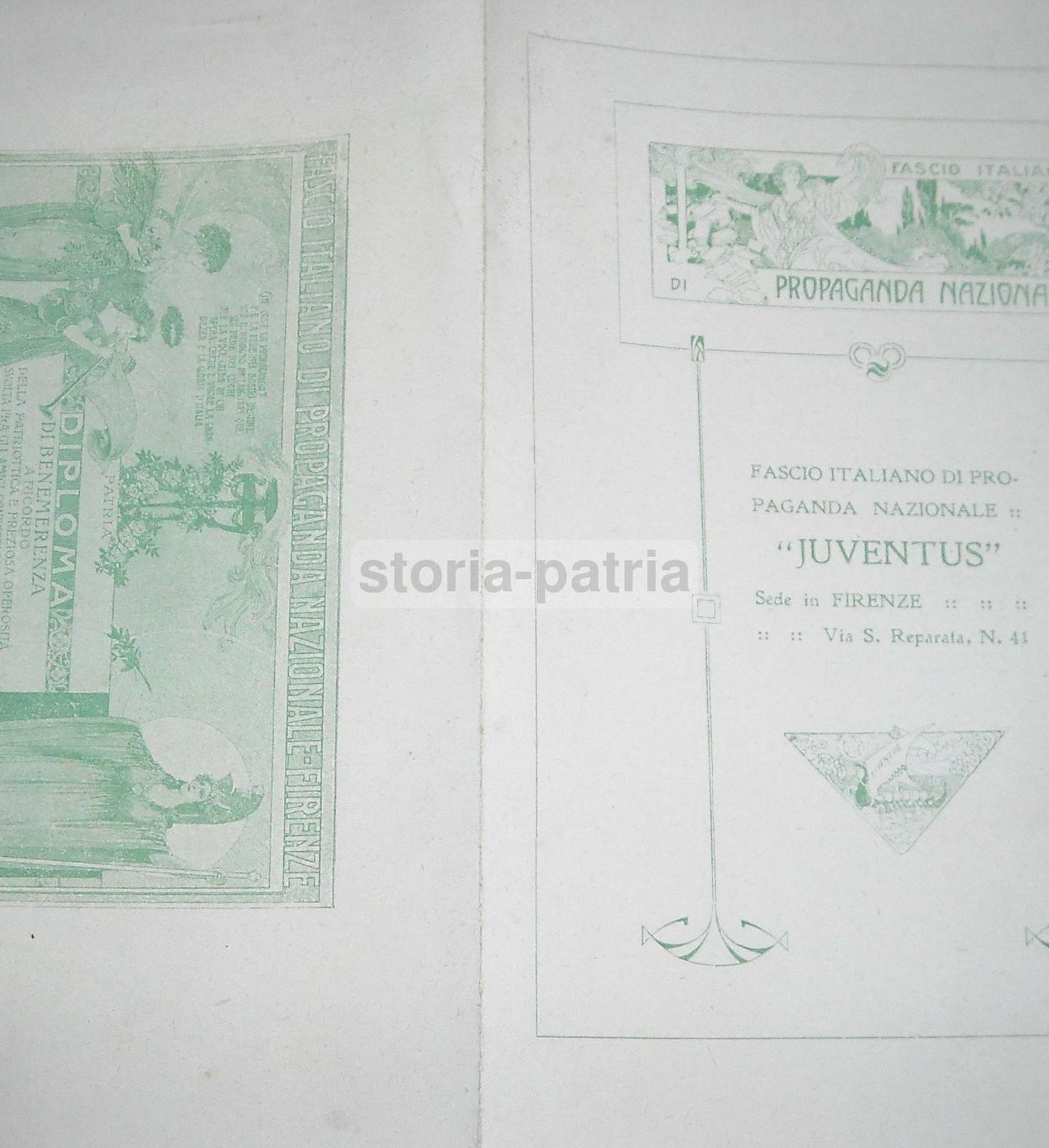 Volantino Juventus Firenze 1919 Francobolli Grande Guerra Diploma