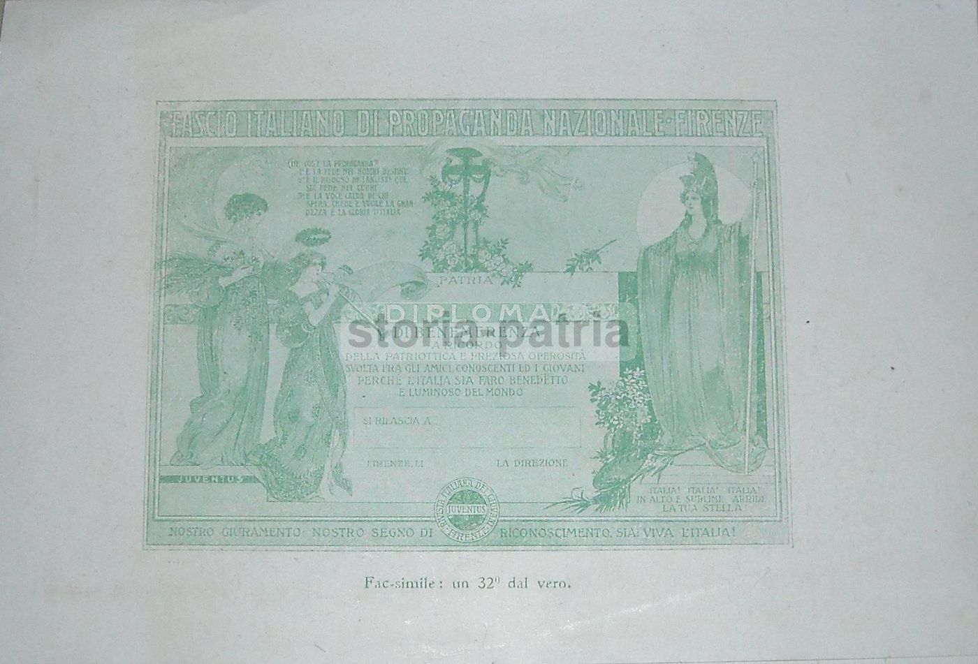Volantino Juventus Firenze 1919 Francobolli Grande Guerra Diploma