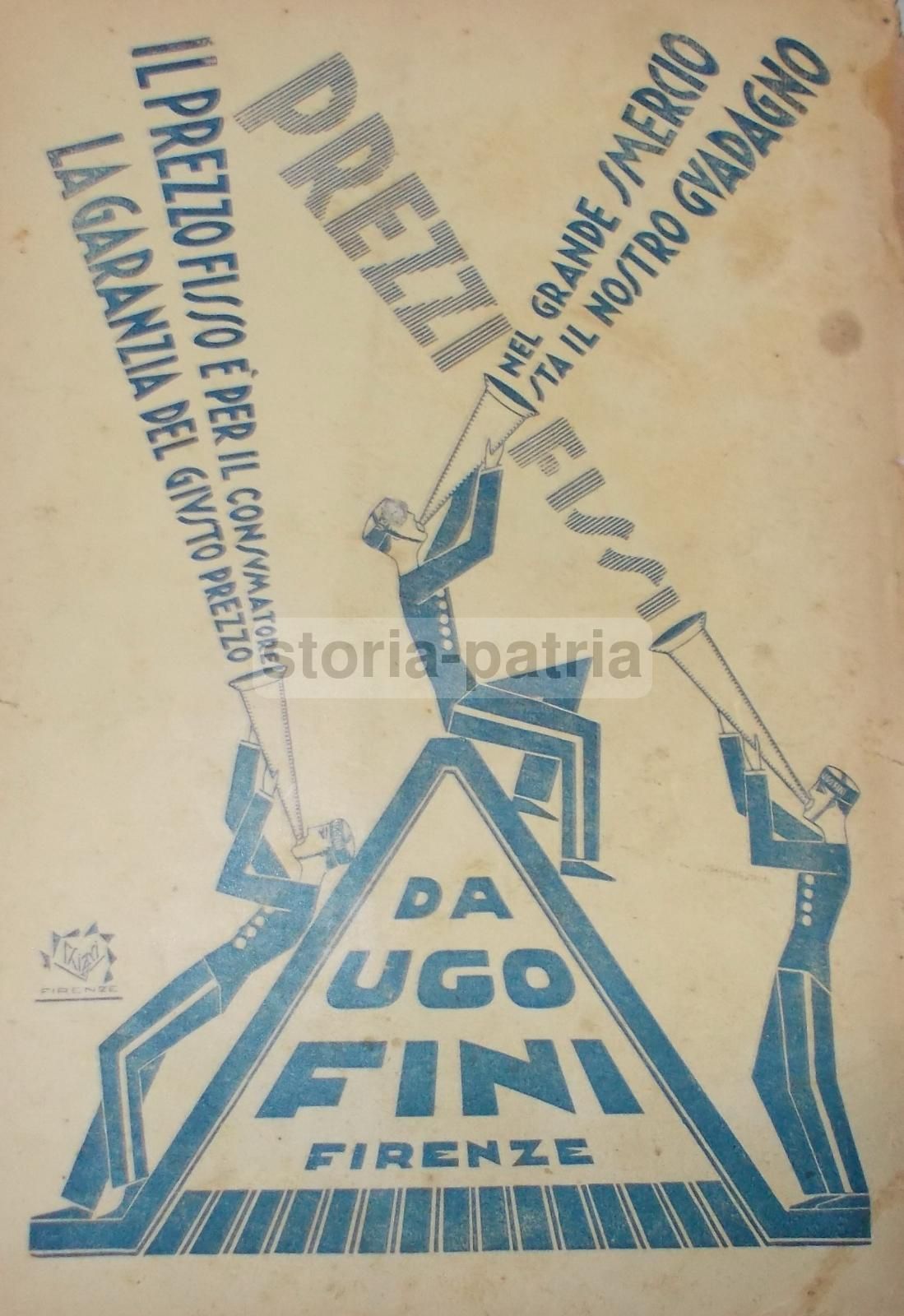 Pubblicità Ditta Ugo Fini, Firenze, Anni '30, Illustratore Chiari