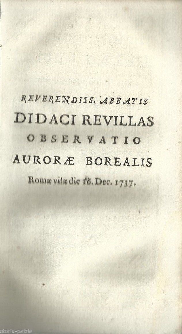 Aurora Boreale Roma 1737 Didaco Revilla Osservazione Scientifica