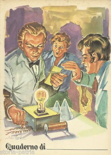 Quaderno Scolastico Vintage "La Lampadina" (Edison), Anni '50, Torino