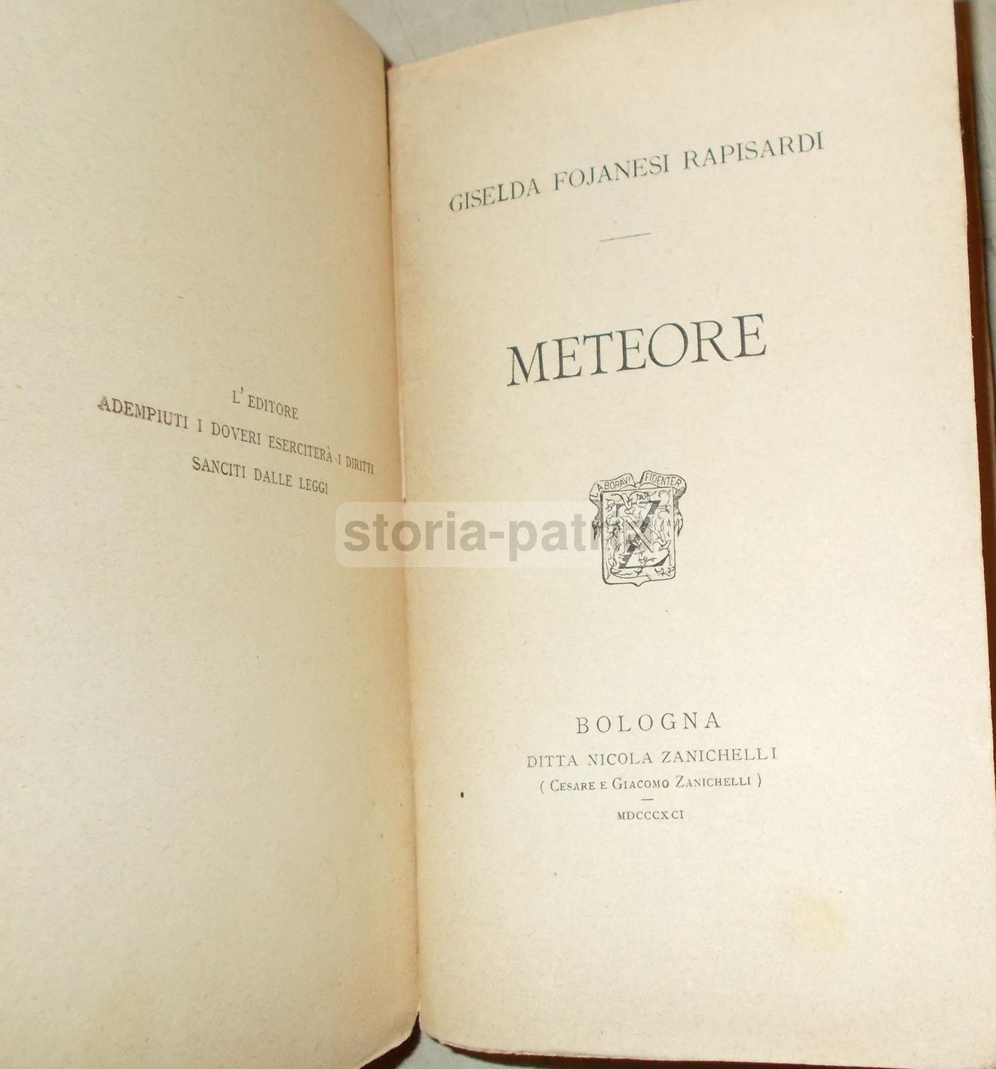 Meteore Di Giselda Fojanesi Rapisardi (Zanichelli, 1891)
