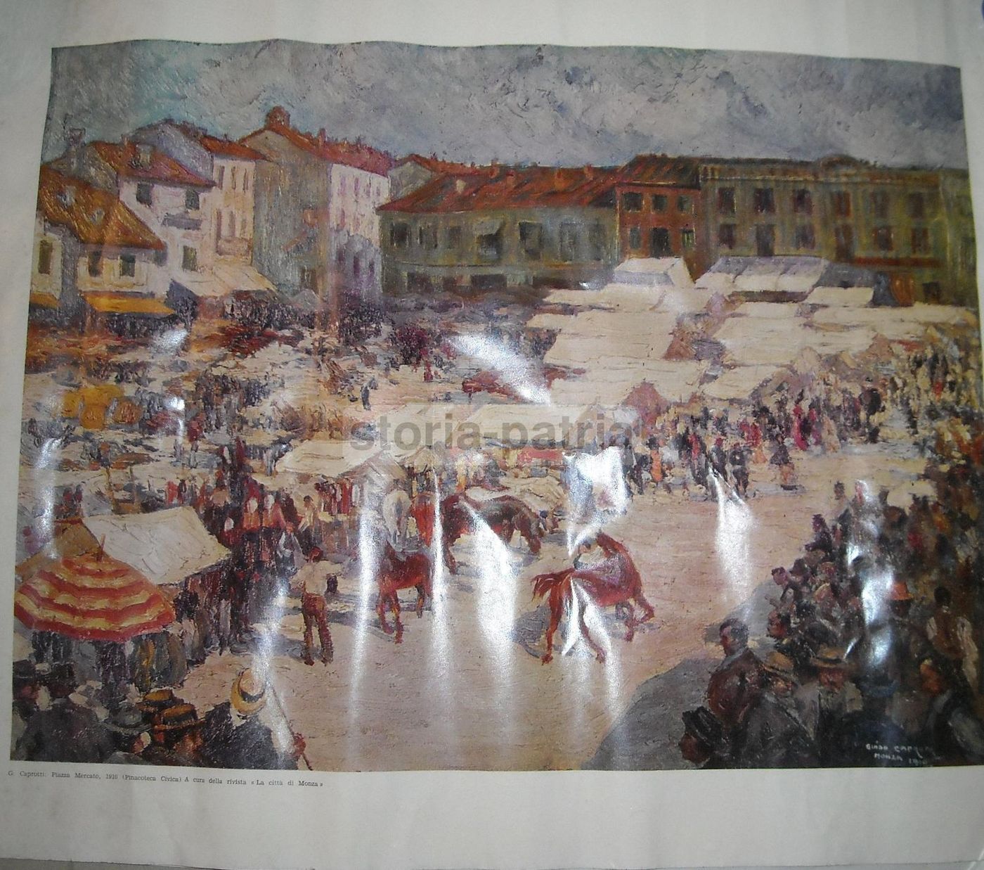 Stampa Piazza Mercato Monza Di Guido Caprotti, Primi '900