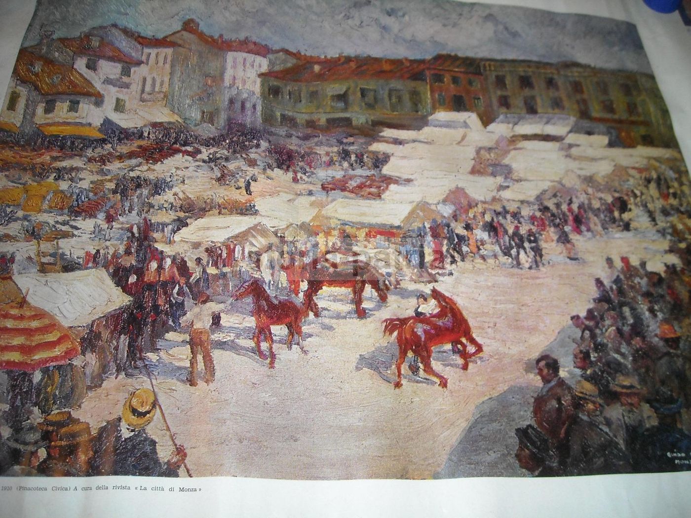 Stampa Piazza Mercato Monza Di Guido Caprotti, Primi '900