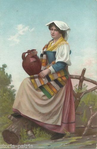 Acquaiuola Costume Tradizionale Laziale Cromolitografia 1900