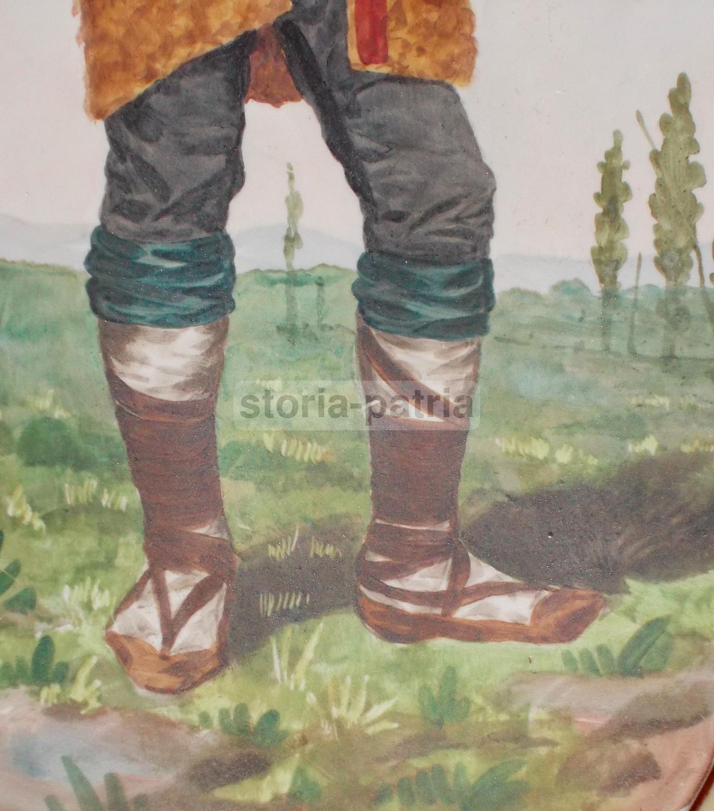 Piatto In Ceramica Con Zampognaro In Costume Popolare Del Sud Italia, XIX Secolo
