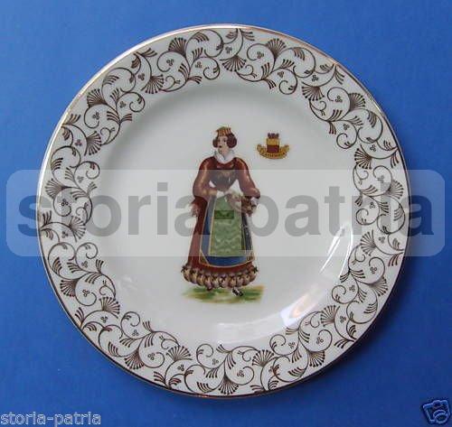 Piatto Decorativo Costume Popolare Campano Porcellana Langenthal