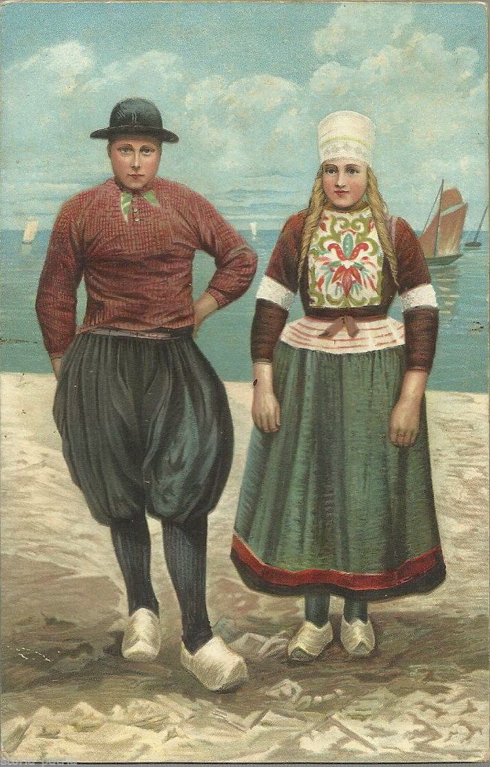 Cartolina Antica Costumi Popolari Marken, Olanda, Anni '20