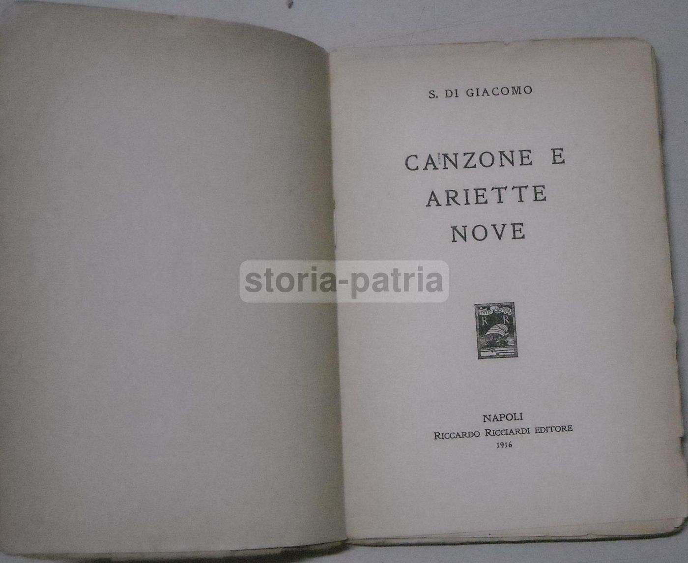 Canzone E Ariette Nove Di Salvatore Di Giacomo 1916 Ricciardi