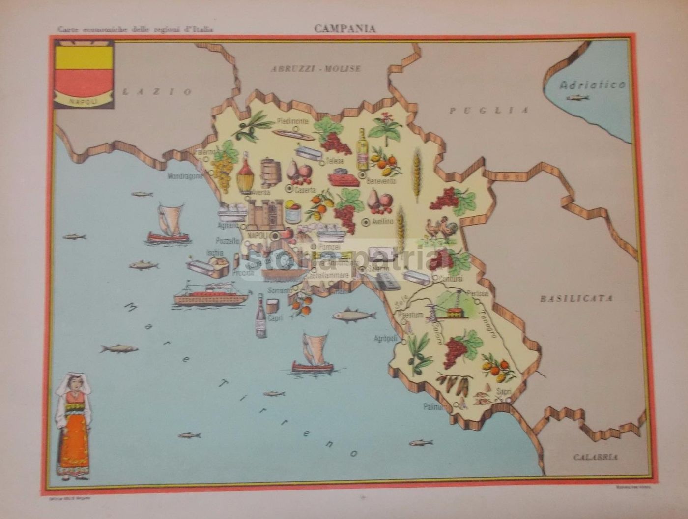 Mappa Economica Campania Anni '50, Edizioni Bolis Bergamo