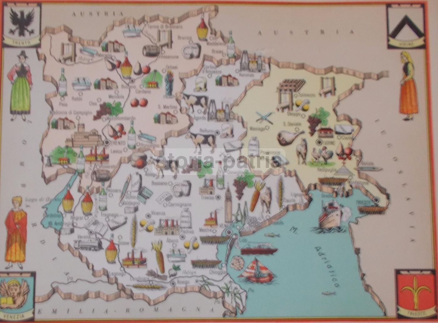 Mappa Economica Triveneto Anni '50, Folklore, Costumi, Edizioni Bolis