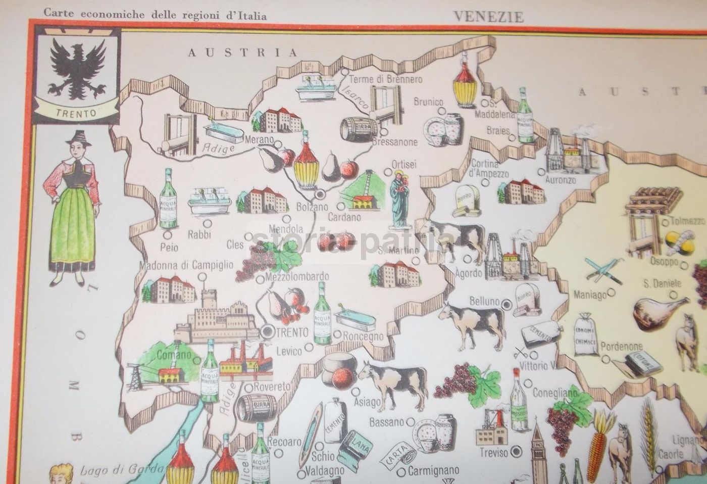 Mappa Economica Triveneto Anni '50, Folklore, Costumi, Edizioni Bolis