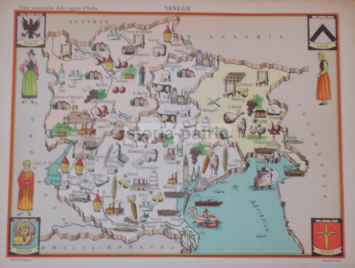 Mappa Economica Triveneto Anni '50, Folklore, Costumi, Edizioni Bolis