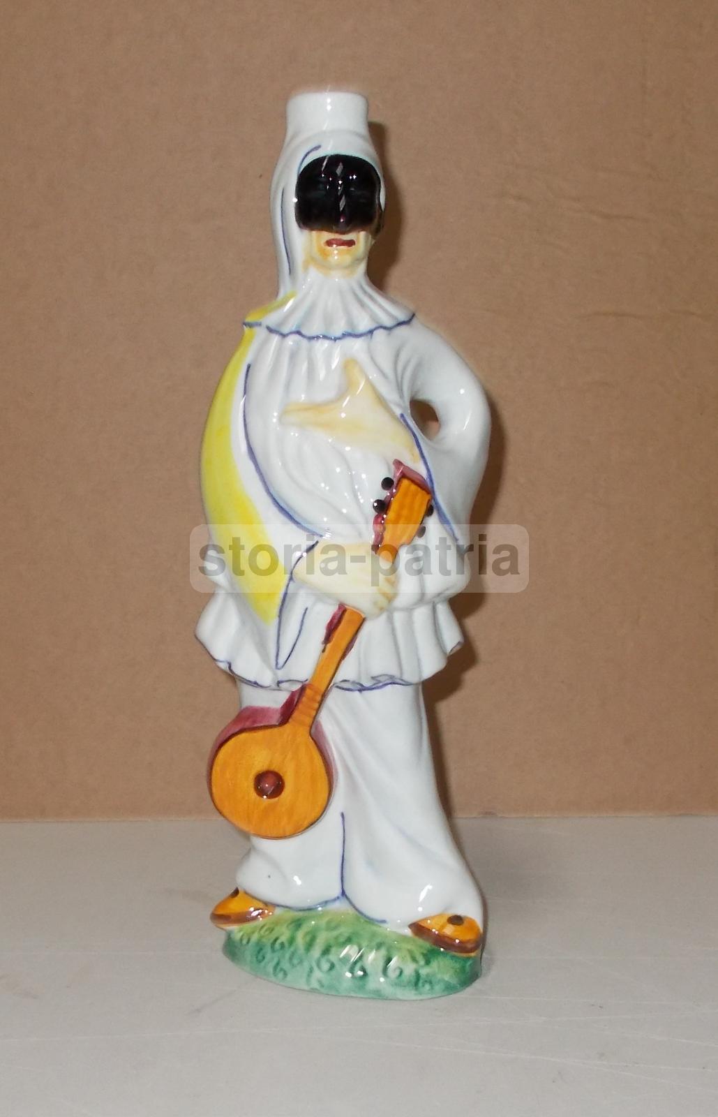 Bottiglia Ceramica Pulcinella Marmaca Maschera Napoletana Vintage