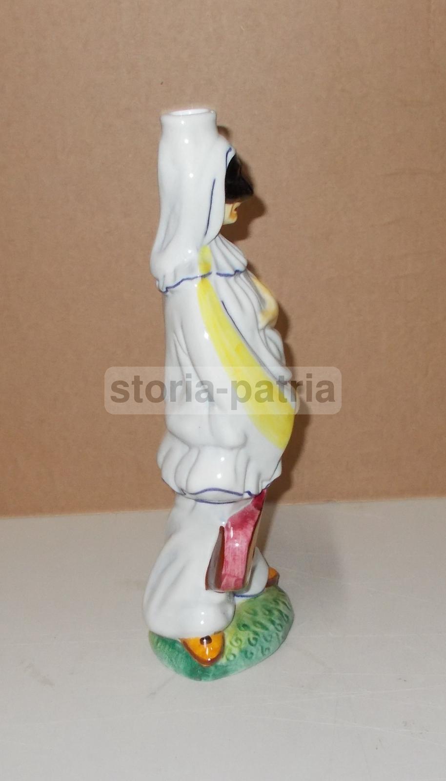 Bottiglia Ceramica Pulcinella Marmaca Maschera Napoletana Vintage