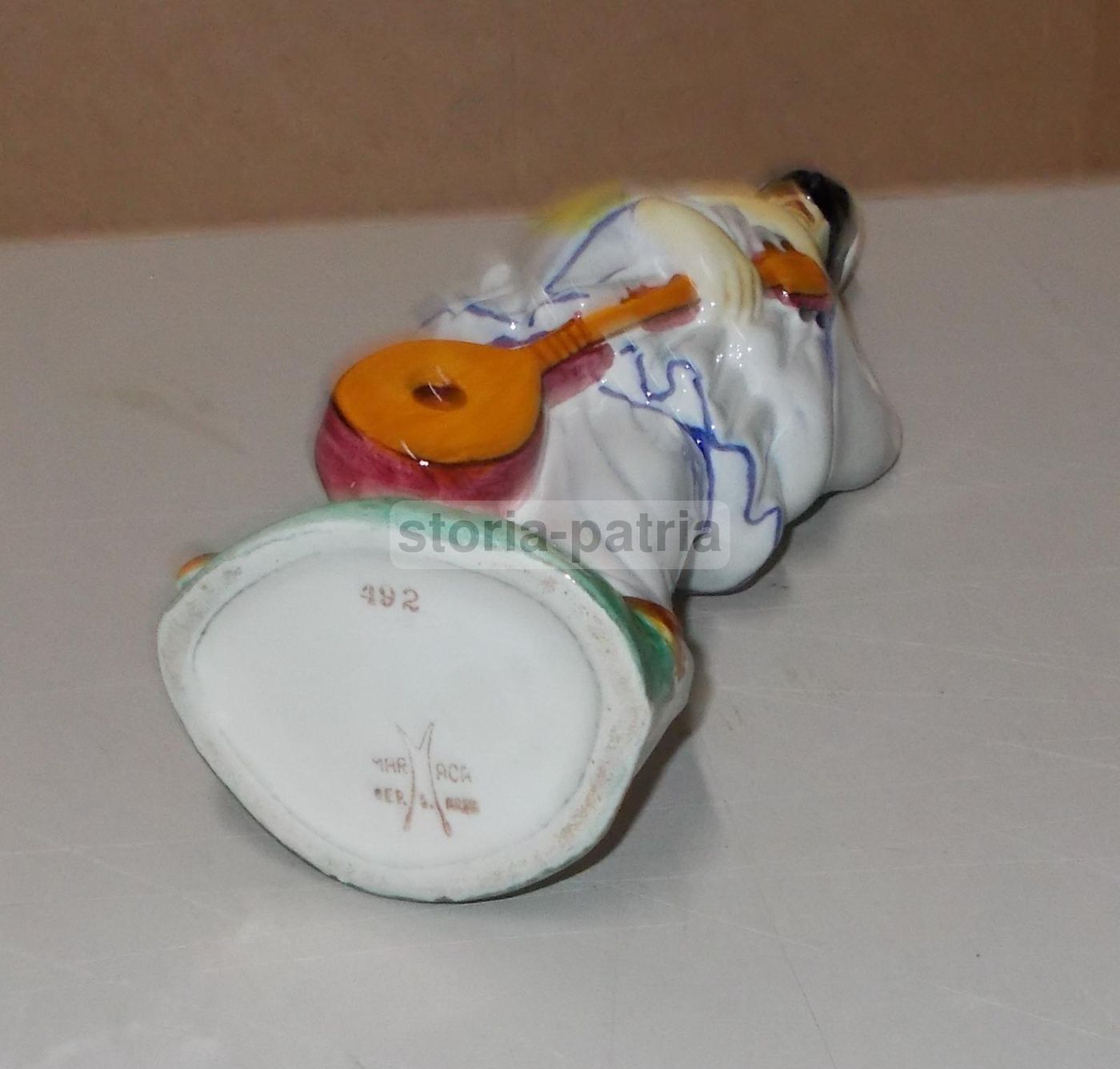 Bottiglia Ceramica Pulcinella Marmaca Maschera Napoletana Vintage