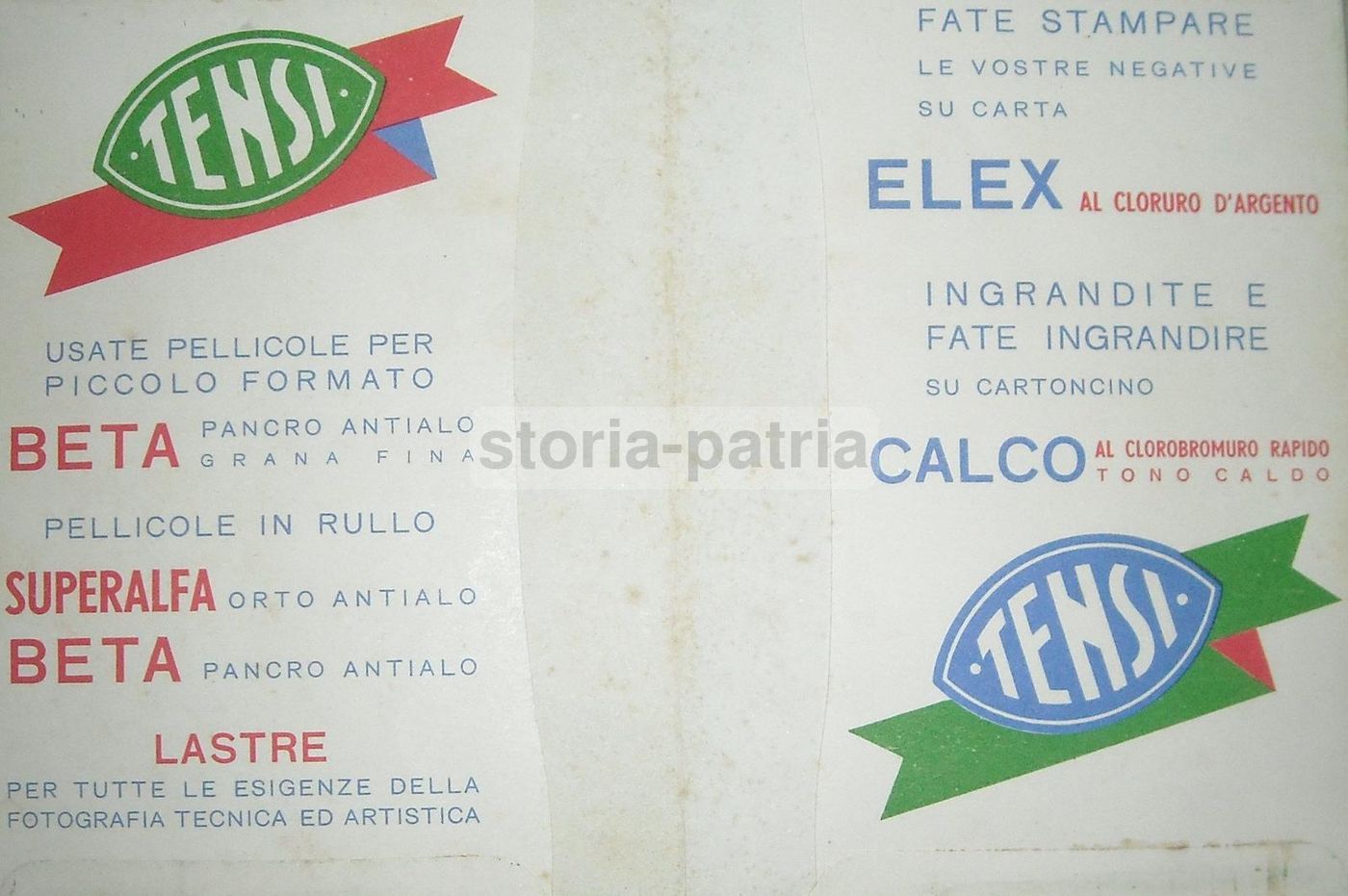 Folder Pubblicitario Tensi Pellicole Fotografiche, Anni '30 '50