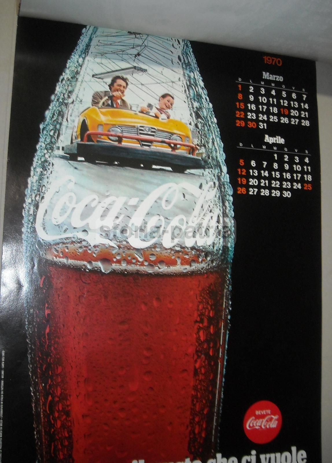 Calendario Pubblicitario Coca Cola 1970 Sport Fotografia Vintage
