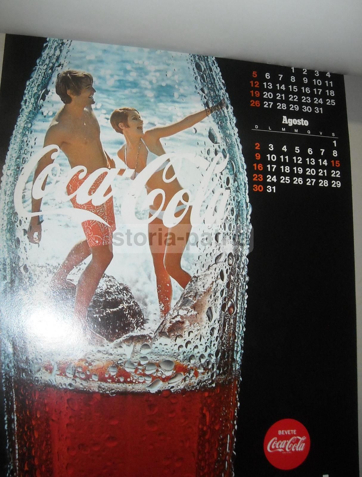 Calendario Pubblicitario Coca Cola 1970 Sport Fotografia Vintage
