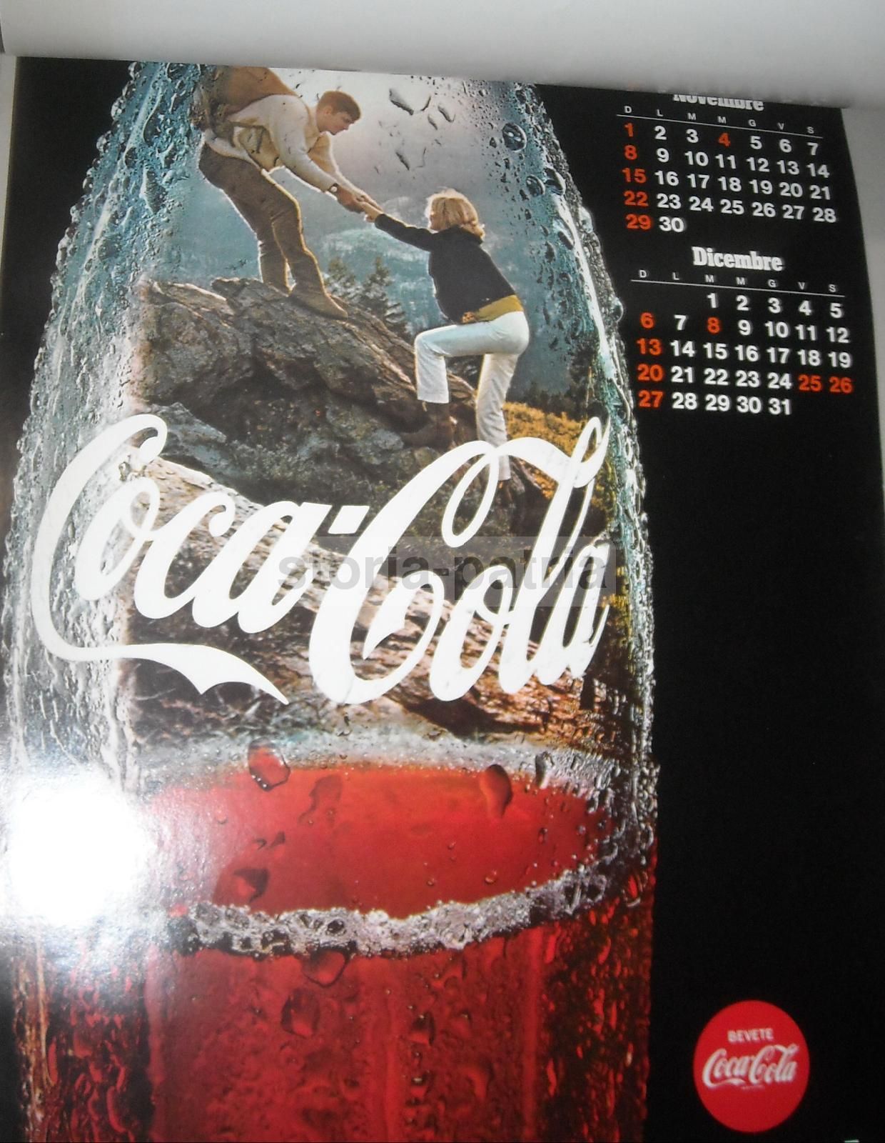 Calendario Pubblicitario Coca Cola 1970 Sport Fotografia Vintage