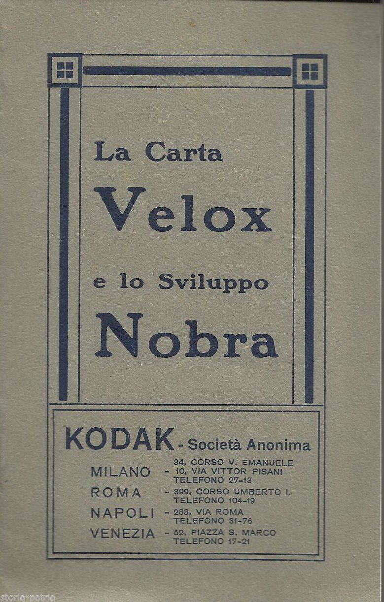 Pubblicità Kodak Velox Nobra Carta Fotografica, Milano